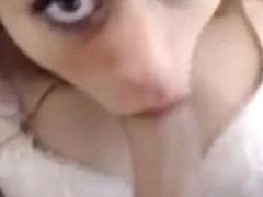 Sucking cock of her boyfriend on webcam
