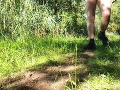 Masturbating at a public path