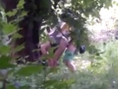 Couple caught in woods